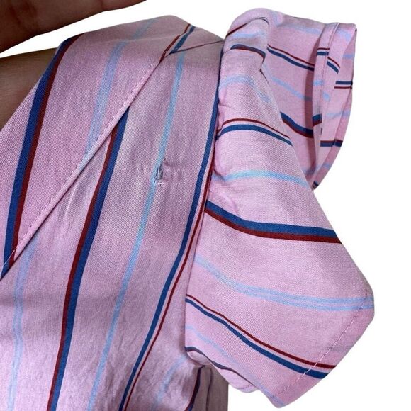 New Loft Pink Striped Sleeveless A Line Midi Dress Size XS Lightweight Relaxed - Picture 6 of 9